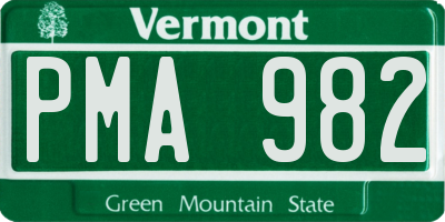 VT license plate PMA982