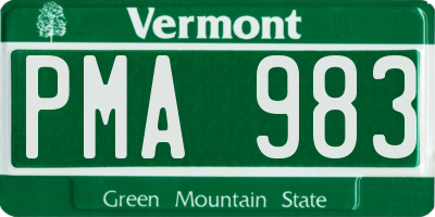 VT license plate PMA983