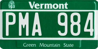 VT license plate PMA984