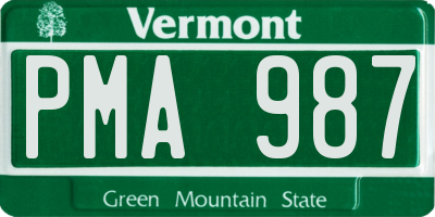 VT license plate PMA987