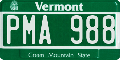 VT license plate PMA988