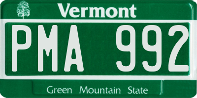 VT license plate PMA992