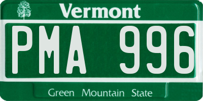 VT license plate PMA996
