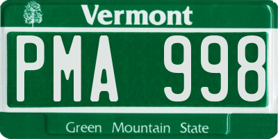VT license plate PMA998