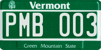 VT license plate PMB003