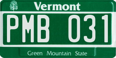 VT license plate PMB031