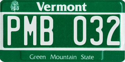 VT license plate PMB032