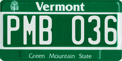 VT license plate PMB036