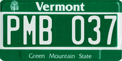 VT license plate PMB037