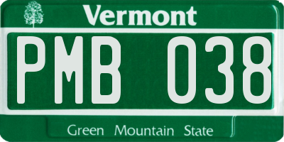 VT license plate PMB038