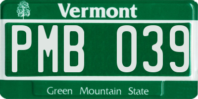 VT license plate PMB039