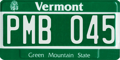 VT license plate PMB045