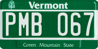 VT license plate PMB067