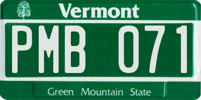 VT license plate PMB071
