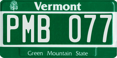 VT license plate PMB077