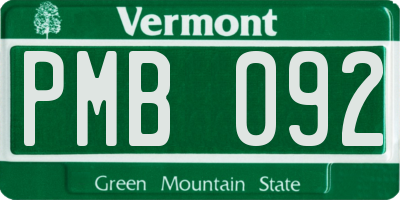 VT license plate PMB092