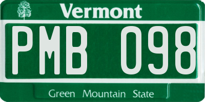 VT license plate PMB098