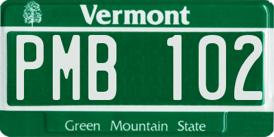 VT license plate PMB102