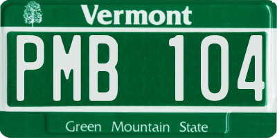 VT license plate PMB104
