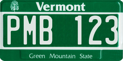 VT license plate PMB123