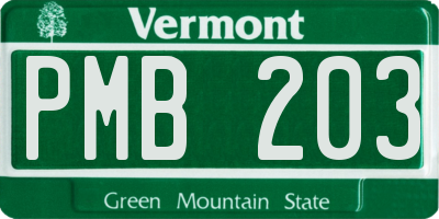VT license plate PMB203