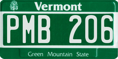 VT license plate PMB206