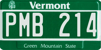 VT license plate PMB214