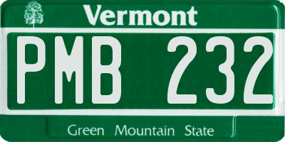 VT license plate PMB232