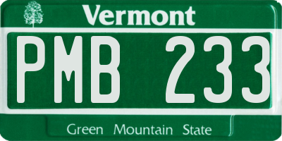 VT license plate PMB233