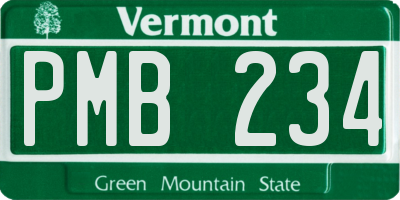 VT license plate PMB234