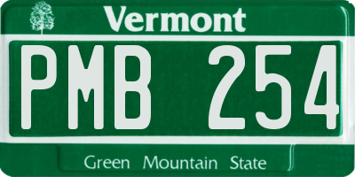 VT license plate PMB254