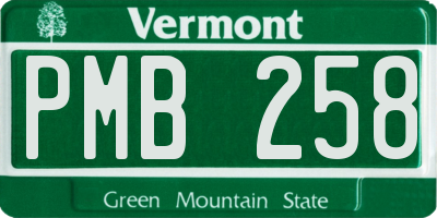 VT license plate PMB258