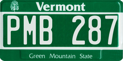 VT license plate PMB287