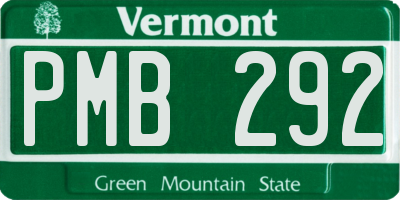 VT license plate PMB292