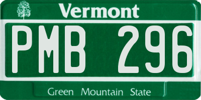 VT license plate PMB296