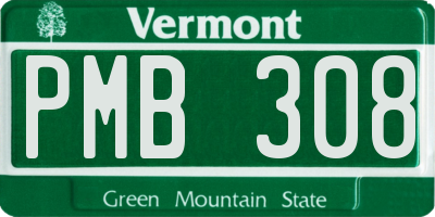 VT license plate PMB308