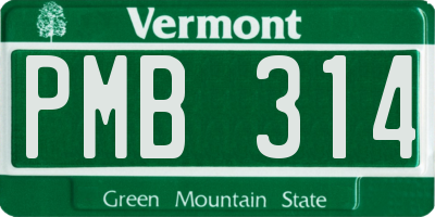 VT license plate PMB314