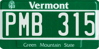 VT license plate PMB315