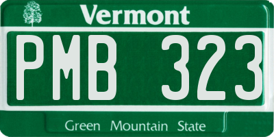 VT license plate PMB323