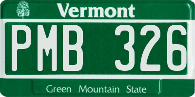 VT license plate PMB326