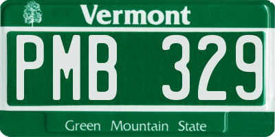 VT license plate PMB329