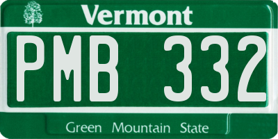 VT license plate PMB332