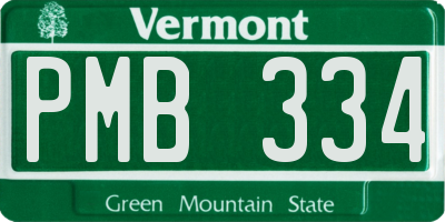 VT license plate PMB334