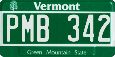VT license plate PMB342