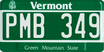 VT license plate PMB349