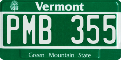 VT license plate PMB355