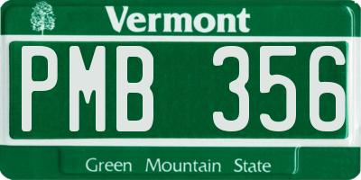 VT license plate PMB356