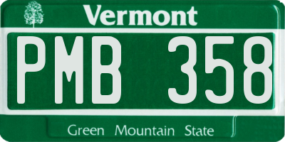 VT license plate PMB358