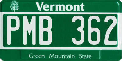 VT license plate PMB362