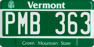 VT license plate PMB363